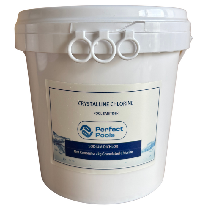 Crystalline Chlorine – Sodium Dichlor Chlorine Sanitizer for Pools & Spa Systems (2kg Pail)