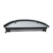 Side profile of a charcoal grey circular spa pool cover, showing the insulated tapered shape and centre hinge detail.