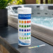 5-in-1 pool and spa test strip bottle and strip on the edge of a spa