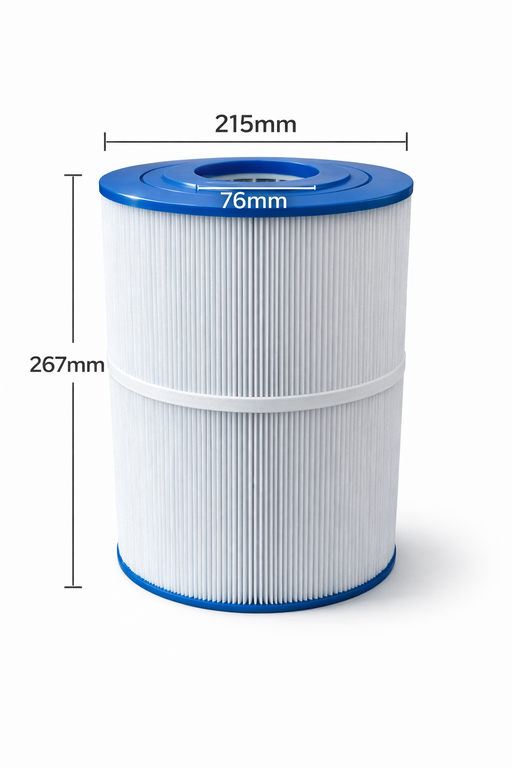spa filter dimensions 215mm diameter 267mm height 76mm hole replacement cartridge sizing guide