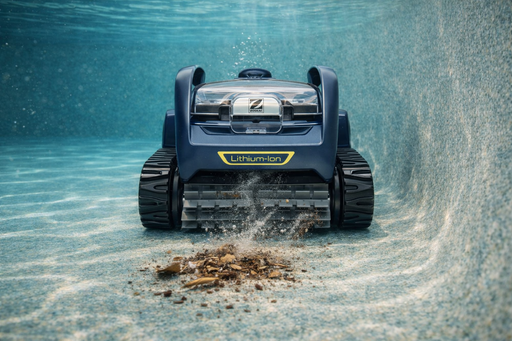 Zodiac FR200 robotic pool cleaner operating on pool floor — cable-free automated cleaning in action, suits in-ground pools up to 8x4m