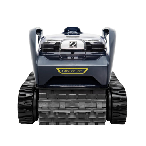 Zodiac FreeRider FR200 cordless robotic pool cleaner front view — battery powered, no cables, suits in-ground pools up to 8x4m