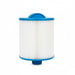 Alpine C18 spa filter standing upright with blue handle and threaded base