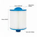 Alpine C18 spa filter diagram showing 143 mm diameter, 160 mm length and 46 mm SAE thread