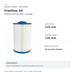 Freeflow 46 size guide: listed height 225 mm, outside diameter 135 mm, bottom connection 46 mm fine thread.