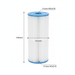 HotSpring C50 / HS50 filter diagram showing 356 mm height, 161 mm diameter and 51 mm openings