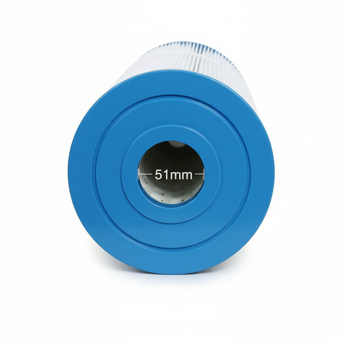 End view of HotSpring C50 / HS50 spa filter showing the 51 mm centre opening