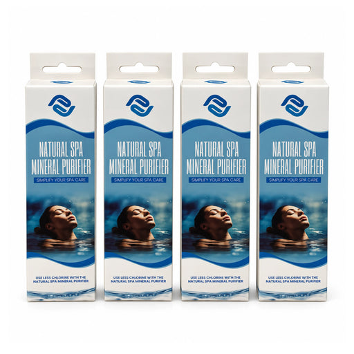 Four boxed Natural Spa Mineral Purifier sticks standing side by side, with all four front labels visible on white.