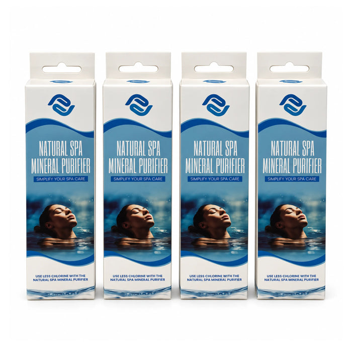 Four boxed Natural Spa Mineral Purifier sticks standing side by side, with all four front labels visible on white.