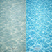 Illustration comparing cloudy pool water with clear blue pool water