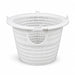 White Paramount SP5000 skimmer basket showing the wide rim, mounting tabs and circular side opening.