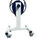 Close-up of the pool cover roller support stand and castor wheels