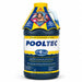 Pooltec 3-in-1 pool treatment bottle with algaecide, clarifier and chlorine booster on white background