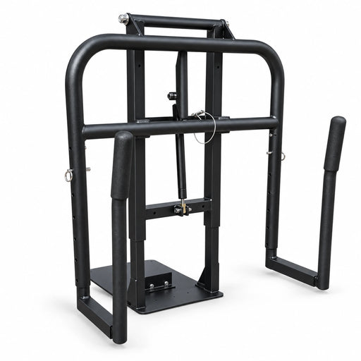 Black undermount cradle spa cover lifter shown on a white background