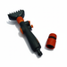 Black and orange spa filter cleaning wand with a separate hose connector