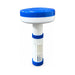Assembled blue and white spa tablet dispenser showing the adjustable collar and slotted lower stem.