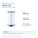 Vortex C24 size guide: length 203 mm, outside diameter 125 mm, bottom connection 46 mm MPT (fine).