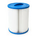 Waterway WY45 spa filter viewed from above, showing the solid blue handle, end cap and white pleats