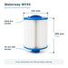 Waterway WY45 spa filter dimensions showing 152 mm diameter, 205 mm length, solid handle and 46 mm SAE thread