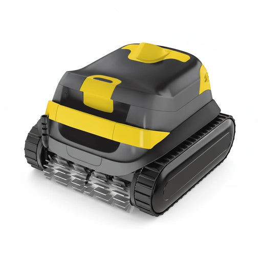 Zodiac CX40 robotic pool cleaner with yellow lid, black tracks and front scrubbing brushes