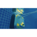 Zodiac CX-series robotic pool cleaner moving up a tiled pool wall
