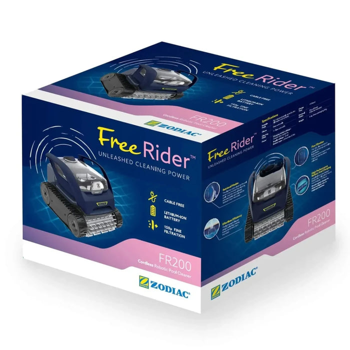 Zodiac FreeRider FR200 cordless robotic pool cleaner retail box