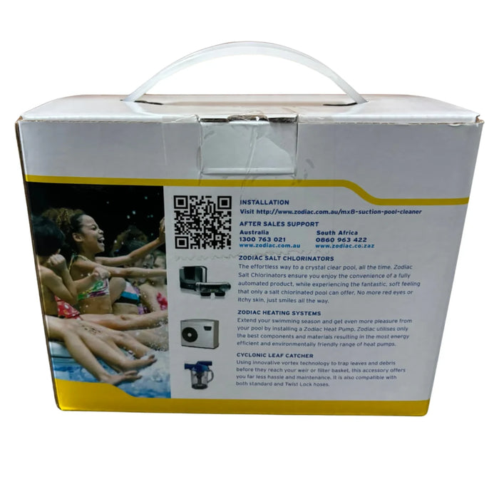 Rear of the Zodiac factory tune-up kit box with product information and QR codes