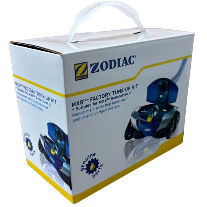Zodiac MX6, MX8 and AX10 tune-up kit box viewed from the left