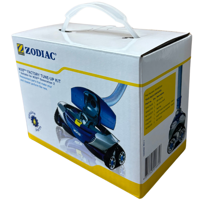 Zodiac MX6, MX8 and AX10 tune-up kit box viewed from the right