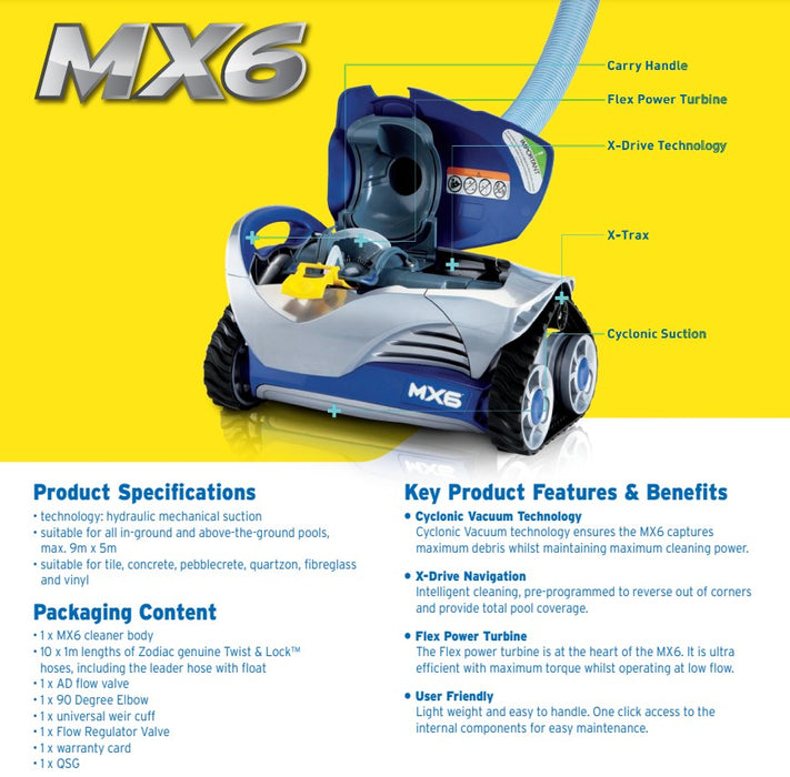 Zodiac MX6 Automatic Suction Pool Cleaner – Powerful & Efficient