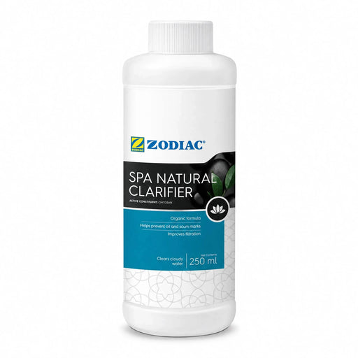 Zodiac Spa Natural Clarifier bottle with white cap and teal label