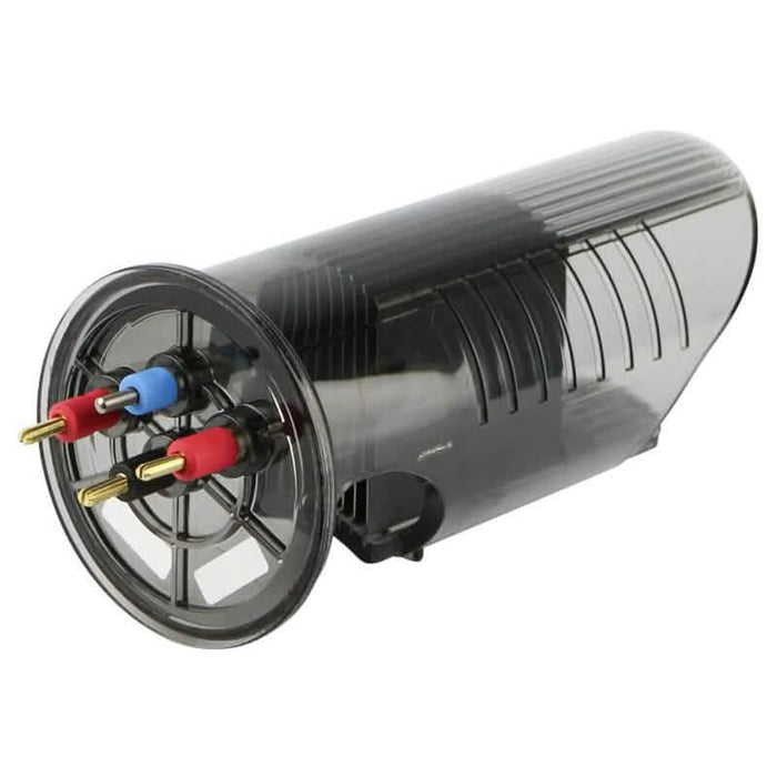 Zodiac TRi chlorinator cell showing the terminal connections and clear housing