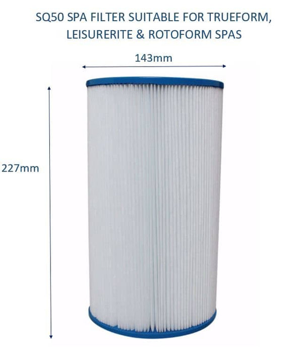 Spa Pool Filter 143 x 227 Suitable for Trueform, Leisurerite and Rotoform